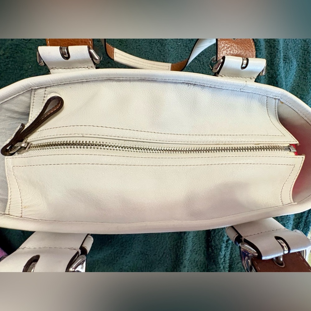 Coach Leather Ivory Satchel Tote Bag with Adjustable Straps - Picture 5 of 7